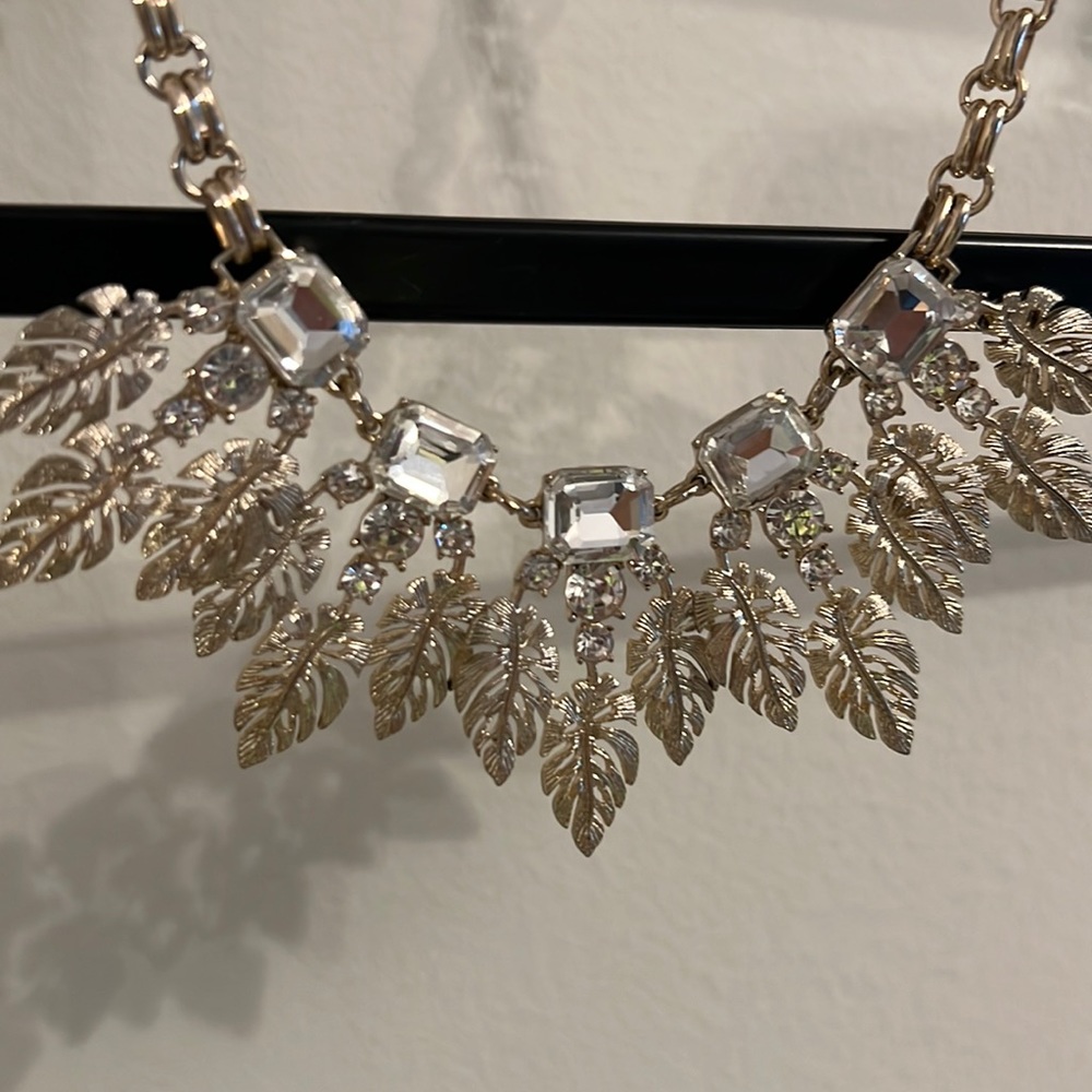 Leaf Gold Rhinestone Necklace